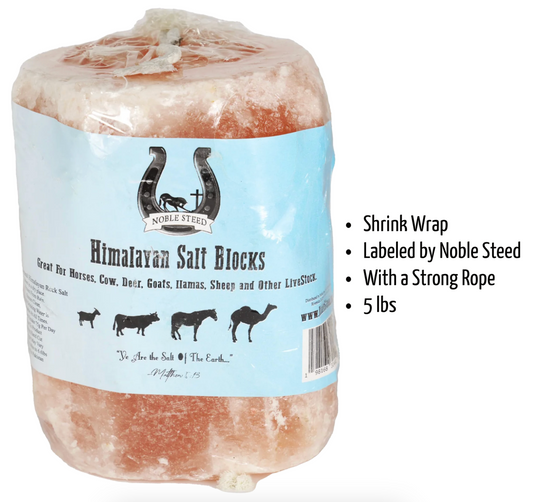 Himalayan Salt Lick Block 5 lb on Rope for Horse, Deer, Goat, Livestock Animals