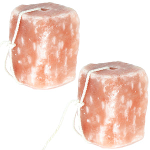 Himalayan Salt Lick 6 lbs On Rope for Horse, Deer, Goat, and Livestock Animals - Himalayan Salt Block 2 Pack